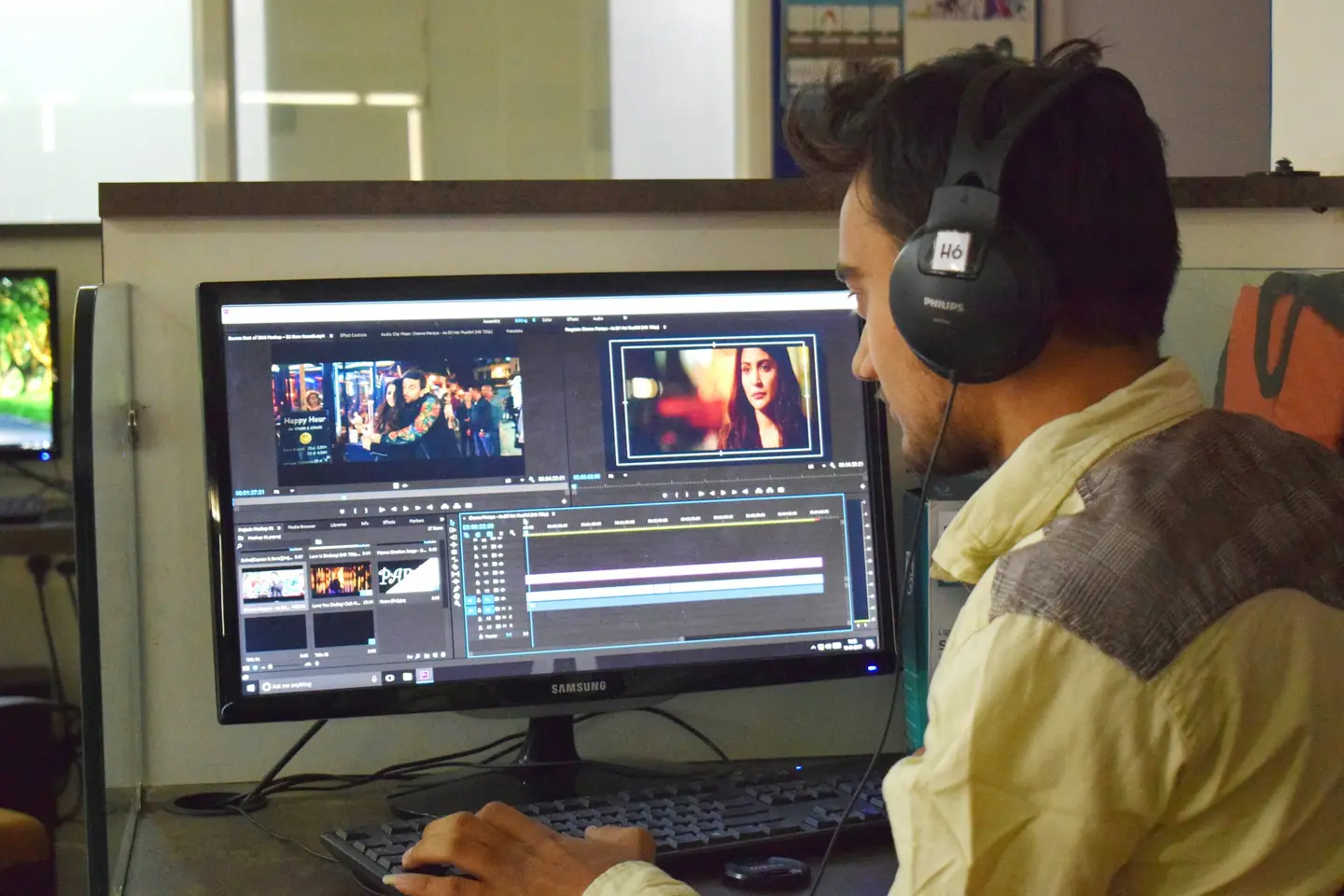 Video editing and post-production workspace